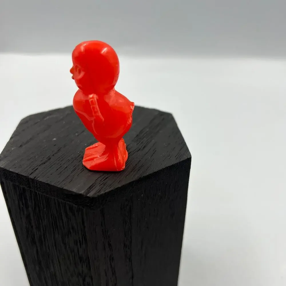 Vintage Knickerbocker Solid Orange Hollow Plastic Mini Easter Chick 2 inch‎